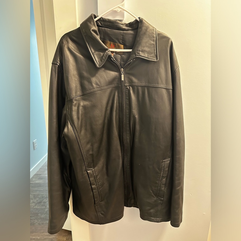 DANIER Men's Black Leather Zip-Front Jacket Size 2XL